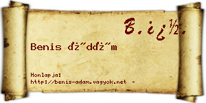 Benis Ádám névjegykártya